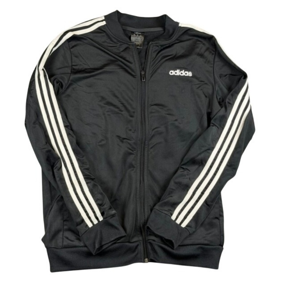 Adidas Mens Essentials Track Jacket Black White 3 Stripe Full Zip Medium BK4658
